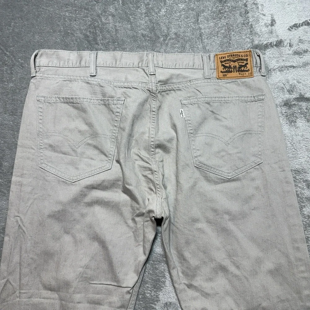 Levi's 505 Regular Fit Jeans 40x30 Khaki Tan Straight Leg Mens Denim Pants